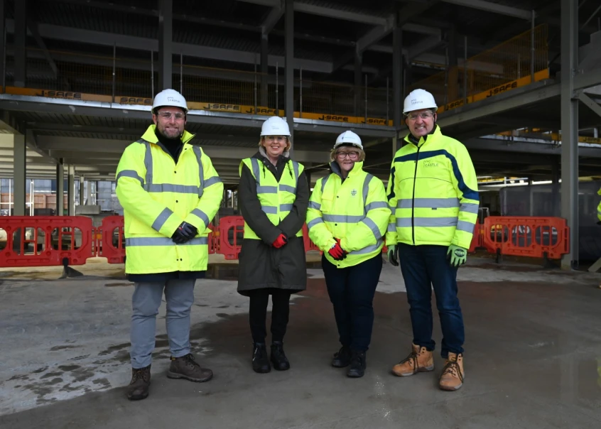 (L-R) Andrew Dawson, managing director at Castle, Dr Lindsey Whiterod CBE, chief executive of Tyne Coast College, Cllr Tracey Dixon, leader of South Tyneside Council and the North East Combined Authority’s skills lead and Tony Lister, CEO, Castle.