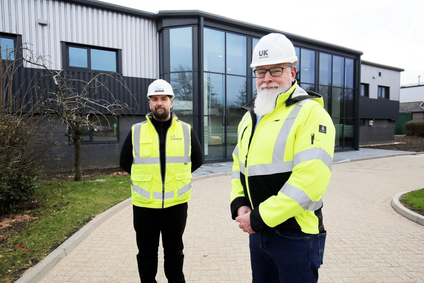 In the foreground, Adrian Bartle, UK Land Estates construction director with Shaun Powell, operations director at Castle.