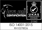Atlas Certification - UKAS Management Systems 21062 - ISO 14001:2015 RH10278E26